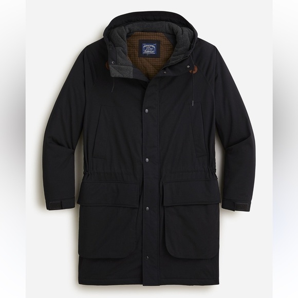 J. Crew Men’s Hull Hooded Jacket With Primaloft Down Parka Black Size Medium - Picture 1 of 10
